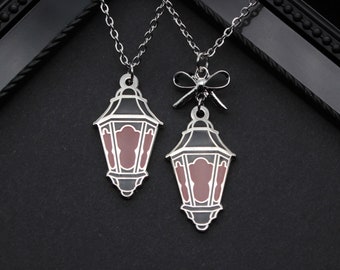Gothic Lantern Necklace - black red - Enamel pendant