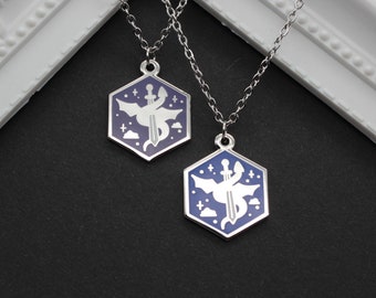 Dragon Sword Necklace - Purple and Blue - Enamel Pendant