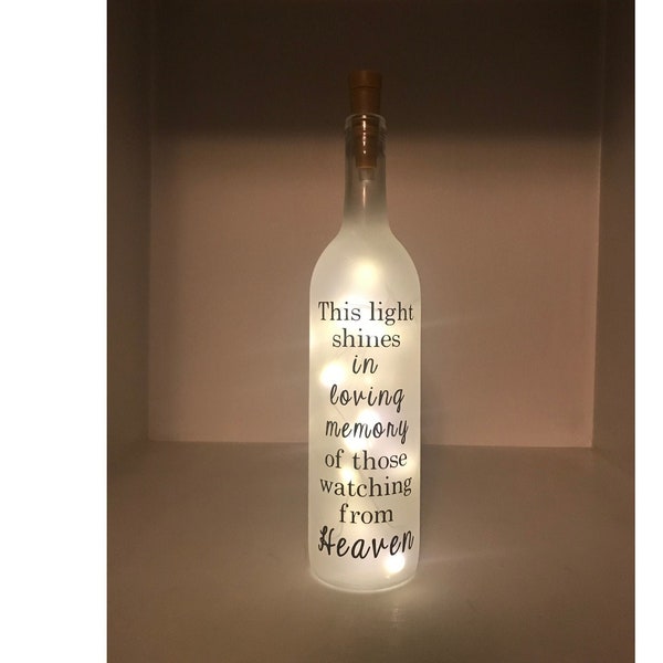 Wedding Memorial Sign / This Light Shines In Loving Memory of Those Watching From Heaven / Memory Table Sign / Wine Bottle Lights