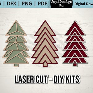 DIY Laser Christmas Trees SVG | dfx | pdf | png | Christmas Puzzle SVG | Kids Christmas Svg | Laser Cut File
