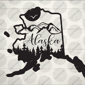 Alaska Svg | Alaska State SVG | DFX | PNG | Alaska Laser Svg | Alaska Mountains Svg
