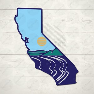 California State Svg | Eps | DFX | Png | California Art Svg | Californische Sticker | Staatslaserbestanden | Schilderachtige | Californische kunst aan de muur