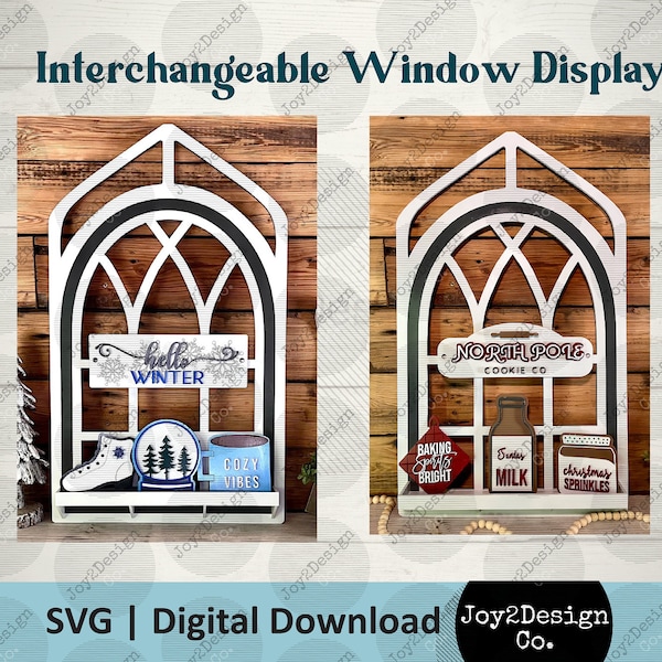 Interchangeable Window SVG | Cathedral Window SVG | interchangeable sign | Laser Cut File | Digital Download