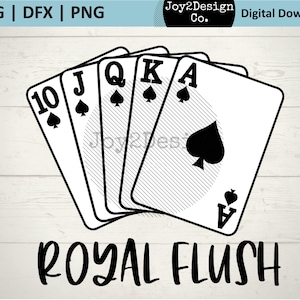 Mano di poker / Scala reale SVG / DFX / JPEG / File di taglio carte da poker / Download digitale