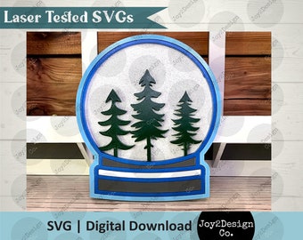 Snowglobe SVG | Snow globe SVG | Winter Wonderland SVG | Winter Glowforge | Laser Tested | Interchangeable Sign