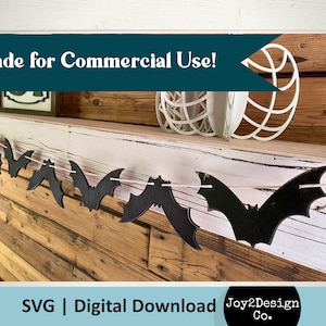 Bat Banner SVG | Halloween Bat SVG | Halloween Banner svg | Laser Cut File | Digital Download