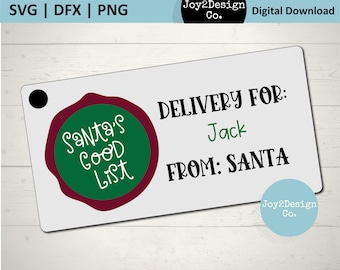 Kerst Tag PDF | SVG | PNG-| Dfx | Santa's Good List svg | Santa Gift Tag Svg | Kerstcadeau Tag Svg