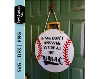 At the Ballfield SVG | DFX | PNG | Baseball Door Hanger Svg | Baseball Svg | Digital Download