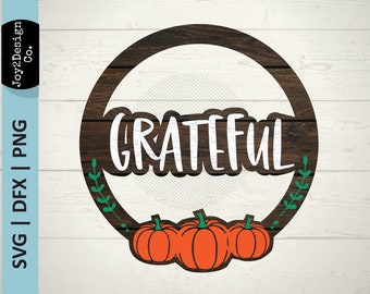 Türhänger mit dankbarem Kürbis (SVG-Datei) – Laserschnittdatei für Thanksgiving (Digitaler Download)