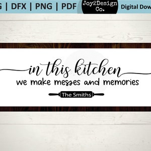 In This Kitchen SVG | Messes and Memories | svg | DFX | Png | Custom Kitchen SVG | Kitchen Sign