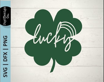 Lucky Shamrock Svg, St Patricks Day Svg, Lucky Svg, Ierse Svg, Klavertje vier Svg, Digitale download, Cricut en Silhouette Cut File