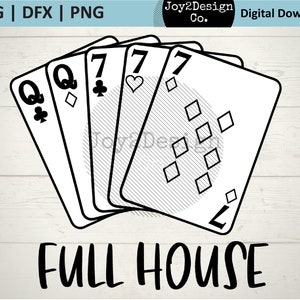 Main de poker | Full House SVG - France | DFX - France | PNG - France | Poker Cards Cut File - France | Téléchargement numérique