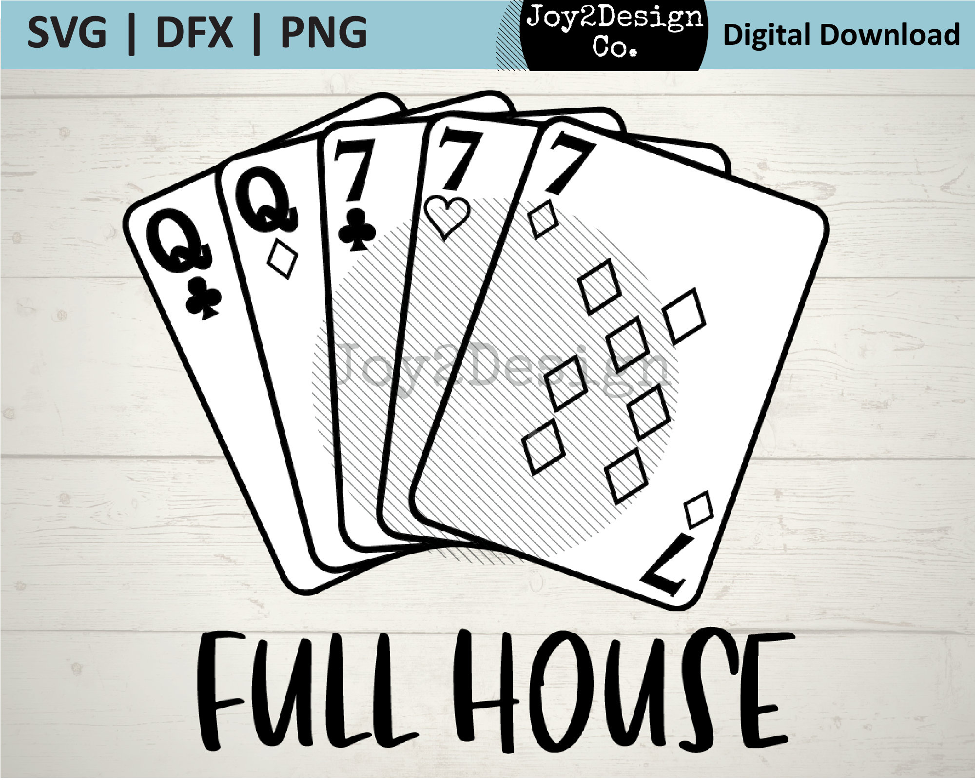 Poker Hand Full House SVG DFX PNG Poker Cards Cut File Etsy