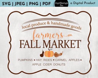 Mercato autunnale degli agricoltori - SVG/PDF/PNG/Jpeg - Patch di zucca - Prodotto file digitale