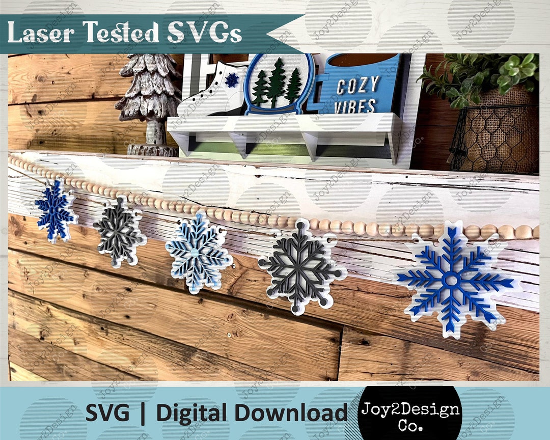 Snowflake Banner SVG Snowflake Garland SVG Winter Banner SVG Laser Cut