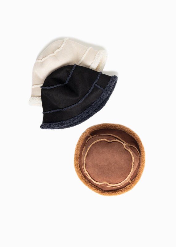 Suede Sherpa Reversible Bucket Hat 