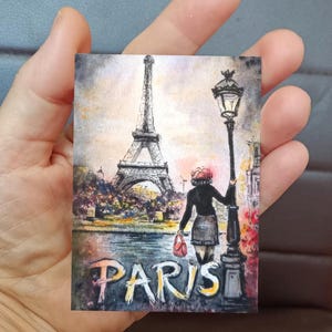 Original Tiny Watercolor Paris ACEO Card, Miniature  City Streets Original Painting, Small Collectable Postcard