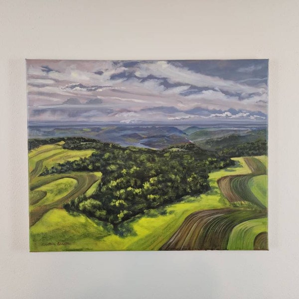 Wisconsin aerial oil painting | Wisconsin farm painting | Wisconsin farm wall art