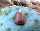 Fused opaque glass pendant recycled stain glass lamp glass variegated browns like rich sandstone natural colors made in Ajo, AZ