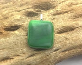 Fused opaque glass pendant recycled stain glass lamp glass matte finish greens streaky upcycled Ajo artisans Ajo Arizona