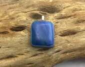 Fused opaque glass pendant recycled stain glass lamp glass matte finish blues streaky upcycled Ajo artisans Ajo Arizona