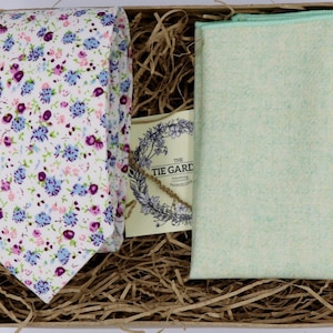NAD&JOSH: Ivory Ties for Men Mens Ties Wedding Gifts Groomsmen Gift Purple Floral Tie Floral Pocket Square Wedding Ties Wedding Attire