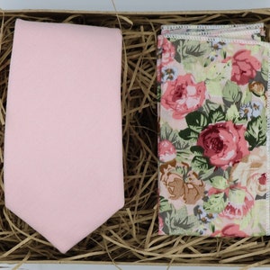 VINCE & BELLA: Wedding Tie Boyfriend Gift Groomsmen Gift Husband Gift Groomsmen Gift Set Wedding Gift Pink Tie Pink Pocket Square Pink Tie