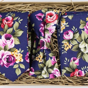 ROSETTA: Wedding Tie Wedding Attire Mens Tie Floral Tie Floral Pocket Square Groomsmen Gift Set Boyfriend Gift Husband Gift Wedding Gift