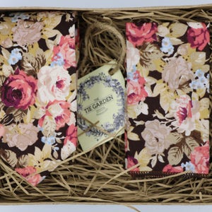 ANNA: Floral Wedding Tie Groomsman Gift Set Floral Pocket Square Tie Gift Set Boyfriend Gift Husband Gift Wedding Gift Mens Ties for Men