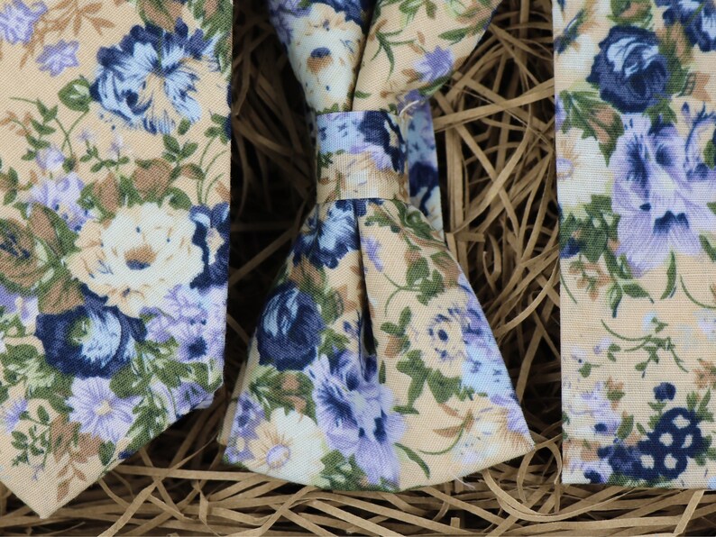 Floral Tie Gifts For Men Floral Pocket Square Wedding Bow Tie Groomsmen Gift Beige Tie Wedding Dress Wedding Attire Mens Ties ELOISE