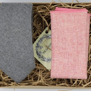 SPEN & G: Graue Krawatte, Einstecktuch Wolle, Graue Krawatte, Geschenkset, Einstecktuch, Graue Krawatte, Geschenk für Freund, Groomsmen Geschenke für Männer, Krawatten für Männer