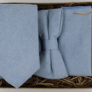 ELI: Corbata azul claro, Boda azul pastel, Pañuelo de bolsillo para hombre, Set de regalo para hombre, Corbata azul cielo, Pajarita, Pañuelo azul, Corbatas para hombre