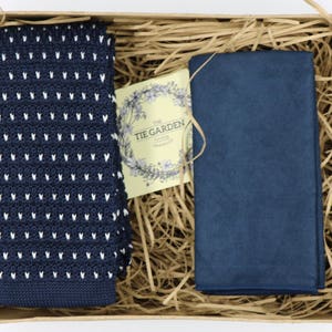 COSMIC: Mens Ties, Knitted Necktie, Pocket Square, Navy Tie, Wedding Tie, Vintage, Ties for Men, Groomsmen, Gifts for Men