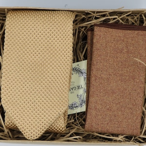 ASH: Champagner Krawatte, Krawatten, Gestrickte Krawatte, Einstecktuch Wolle, Vintage Look, Krawatte, Krawatte, Krawatte, Handgemachte Krawatte, Einstecktuch, Vintage Look, 100% Schurwolle