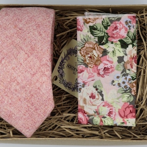 GREG & BEL: Pink Mens Ties, Ties for Men, Wedding Tie, Groomsmen Tie, Tie Gift Set, Wedding Gifts, Gifts for Men, Pink Skinny Tie, Wool Tie