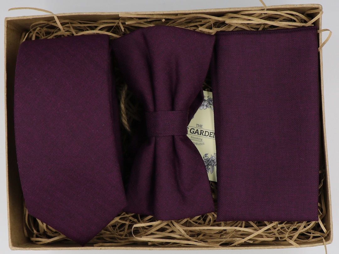 mens purple tie set