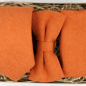 BEN: Rust Mens Ties, Orange Ties, Ties for Men, Gifts for Men, Wedding Dress, Wedding Attire, Groomsmen Gifts, Wool Tie, Pocket Square
