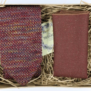 DAPPER DES: Mens Tie Knitted Tie Hobo Wedding Ties Brown Knit Tie Wool Pocket Square Groomsman Tie Gift Set Mens Ties for Men Gifts for Men
