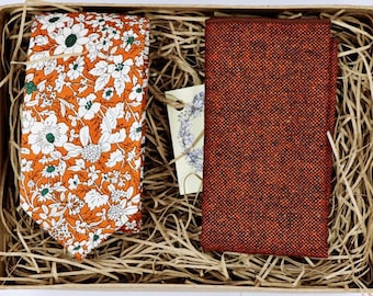 EAST & JO: Orange Tie, Mens Ties, Mens Gifts, Floral Tie, Orange Pocket Square, Wedding Tie, Groomsmen Gifts, Gifts for Men, The Tie Garden
