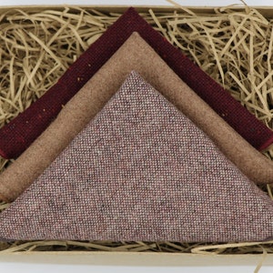James Andy & Louis: Mauve tweed neutral handkerchief, wine pocket square, handmade gift, gift for dad handkerchief sets