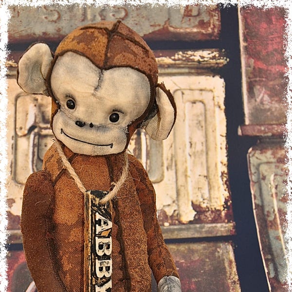 Primitive-style monkey PATTERN, 34 cm / 13,5 inch