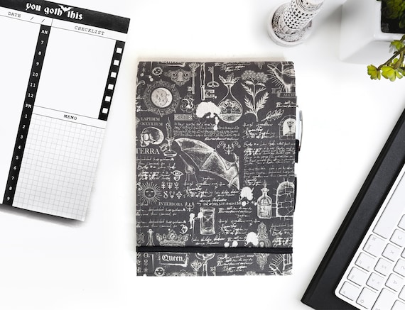 Handmade Goth A5 Notepad Cover, Witchy Stationery