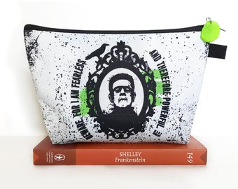 Frankenstein makeup bag, Mary Shelley quote gift, gothic cosmetic bag, horror pencil case