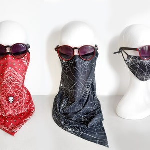 Neck gaiter mask, scarf with ear loops, bandana face mask, neck gaiter for men, motorcycle gifts, biker gifts for men, ear loop neck gaiter