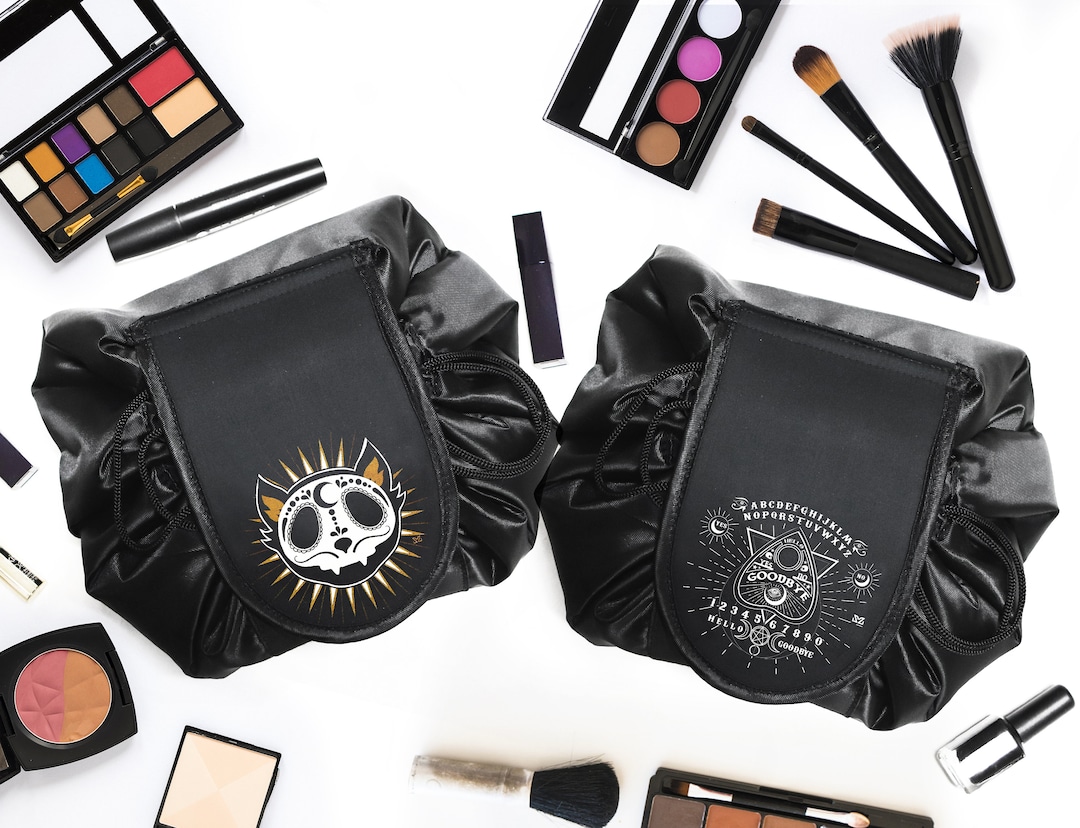 Goth Makeup Bag, Goth Toiletry Bag, Goth Pencil Case, Cat Lovers Gift, Gothic Gifts, Witchy