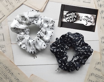 Music note scrunchie set, hair scrunchies, music gifts for her