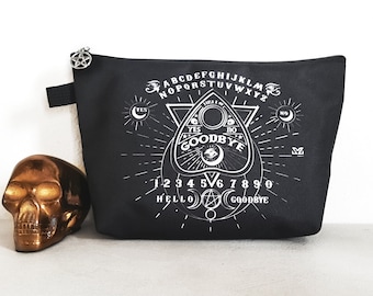 Ouija board purse, ouija makeup bag, goth cosmetic bag, gothic gifts for her
