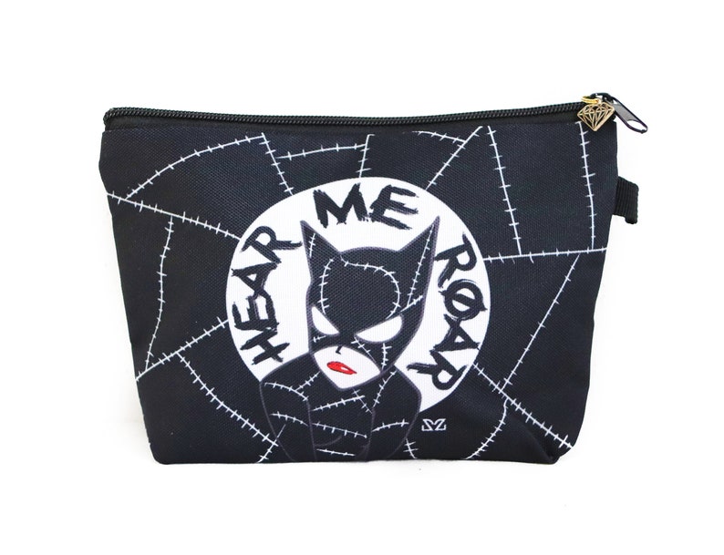 Hear me roar cosmetic bag Catwoman purse cat lover gift image 1