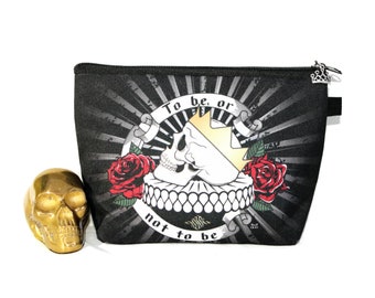 Shakespeare Hamlet Skull Cosmetic Bag, Book Lover Gift