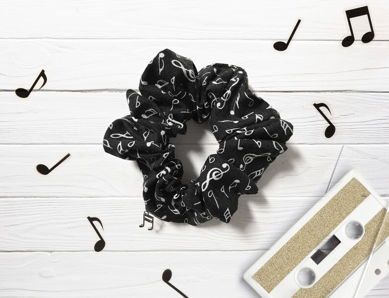 Music note scrunchie set hair scrunchies music gifts for her 1 SCRUNCHIE BLACK